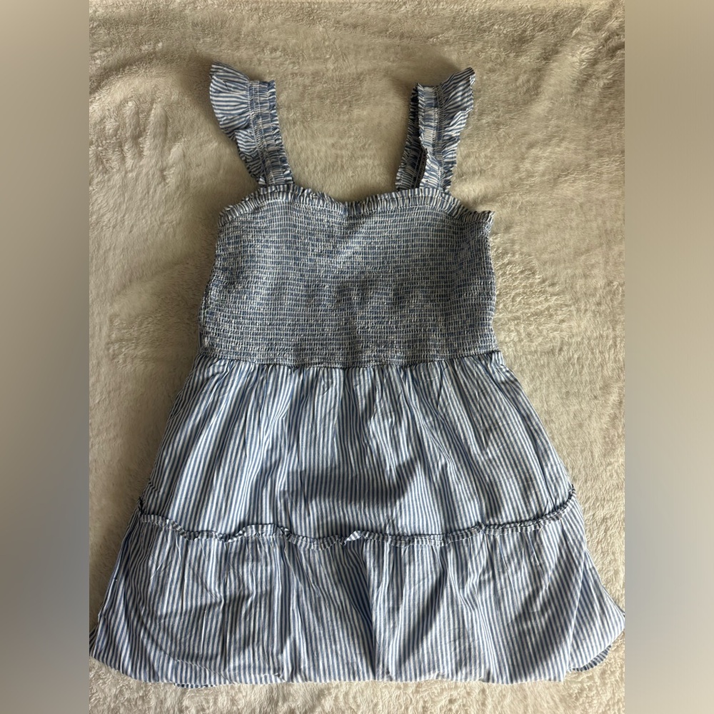 J crew midi dress a blue striped size xs